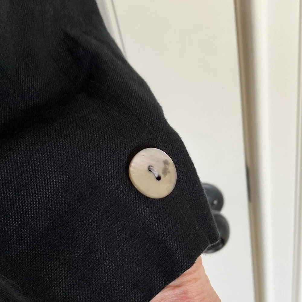 Covington Womens Linen Blend Button Front Blazer Size 26W‎ Black Classic Career